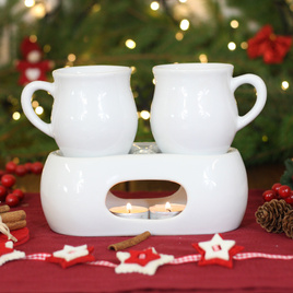 Zestaw prezentowy do grzanego wina - dwa kubki Trio z podwójnym podgrzewaczem oraz pudełkiem prezentowym