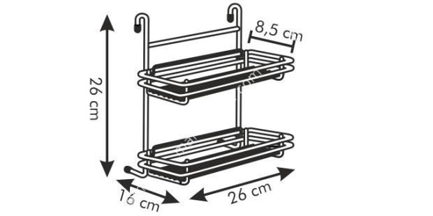 Stalowa półeczka dwupiętrowa 26 cm na reling kuchenny | TESCOMA MONTI
