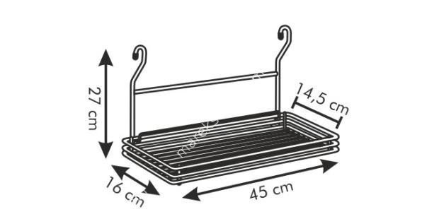 Stalowa głęboka półeczka na przyprawy 45 cm na reling kuchenny | TESCOMA MONTI