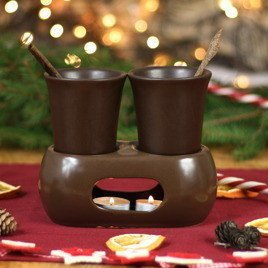 Zestaw prezentowy do grzanego wina - dwa kubki Watra z podwójnym podgrzewaczem oraz pudełkiem prezentowym