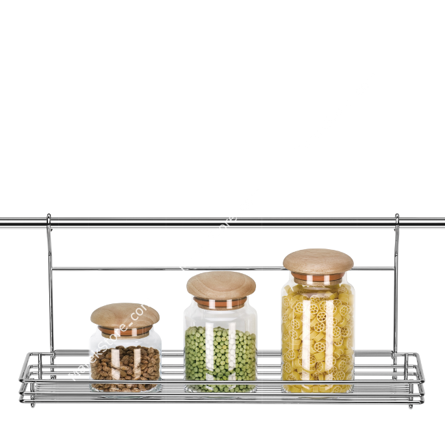 Stalowa głęboka półeczka na przyprawy 45 cm na reling kuchenny | TESCOMA MONTI