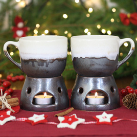 Kubki do grzańca Bel w zestawie z podgrzewaczami zapakowane w pudełko prezentowe