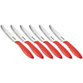 Nóż stołowy do masła - komplet 6 szt, kolor czerwony, długość ostrza 12 cm | TESCOMA PRESTO